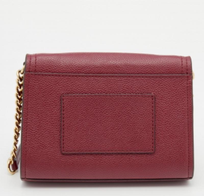 Brown Michael Kors Burgundy Leather Jet Set Flap Crossbody Bag For Sale