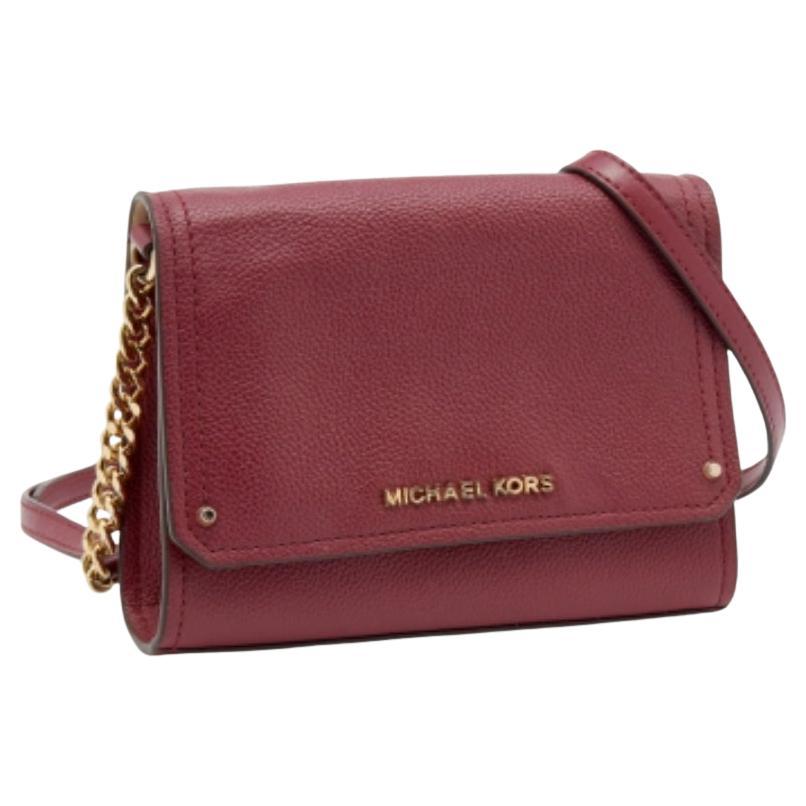 Michael Kors Burgundy Leather Jet Set Flap Crossbody Bag (Sac à bandoulière à rabat en cuir)