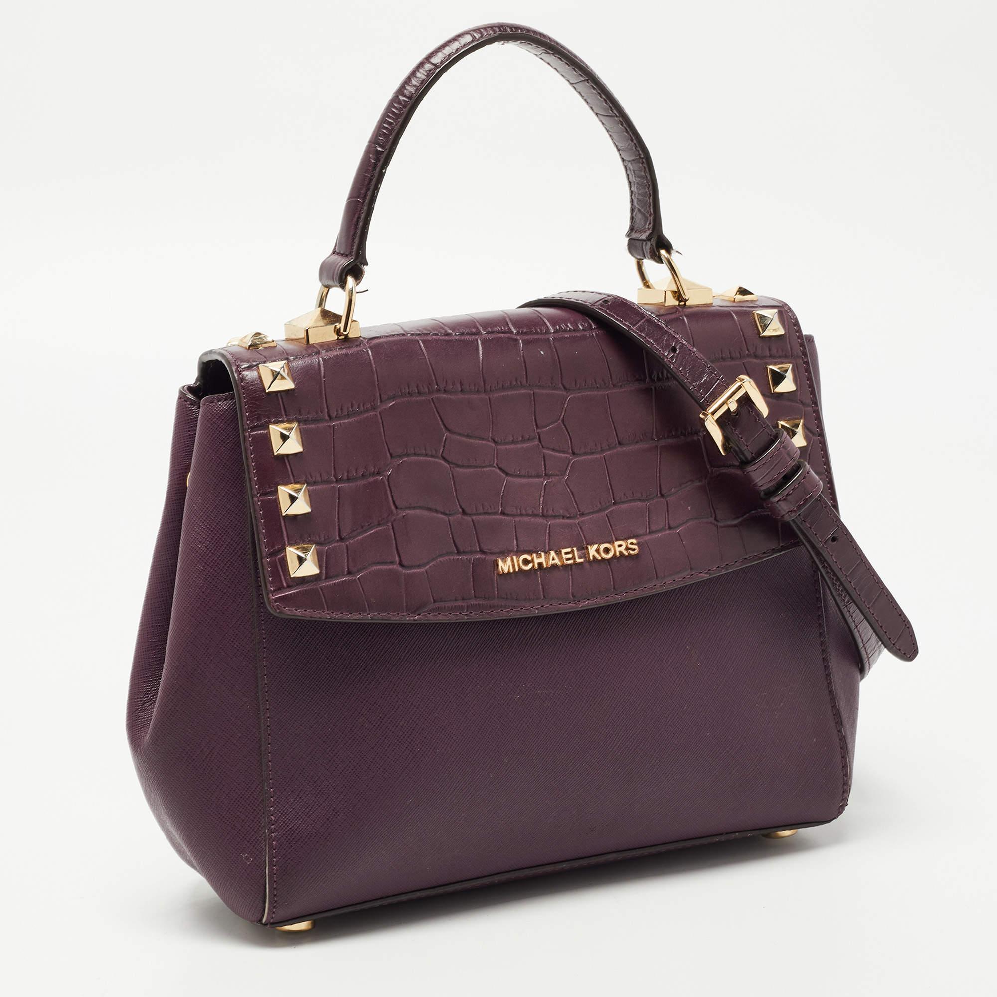 Black Michael Kors Burgundy Leather Karla Satchel For Sale