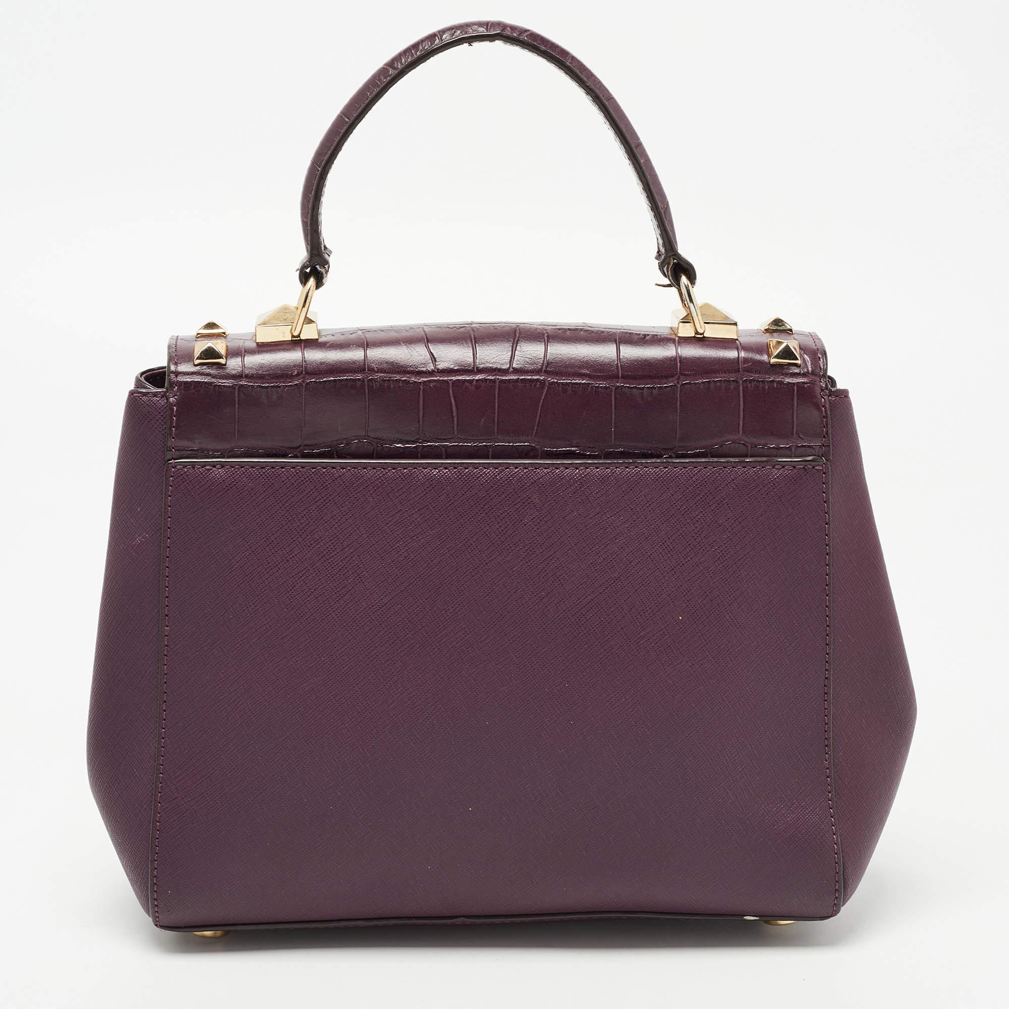 Michael Kors Burgundy Leather Karla Satchel In Fair Condition For Sale In Dubai, Al Qouz 2