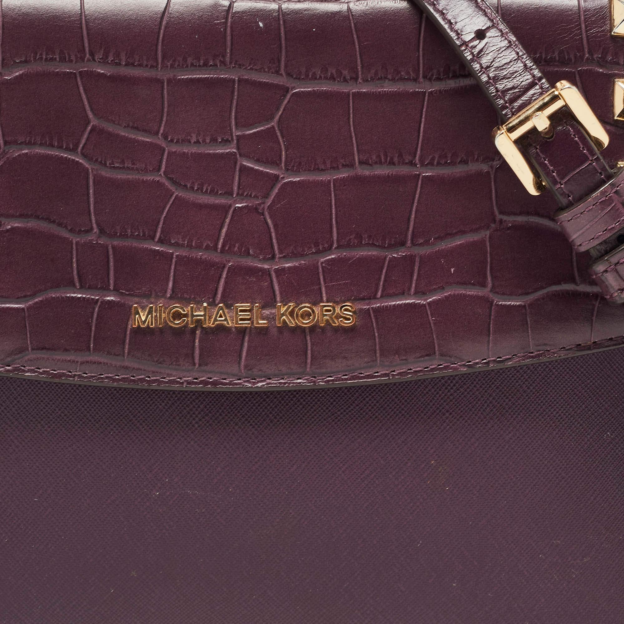 Women's Michael Kors Burgundy Leather Karla Satchel For Sale