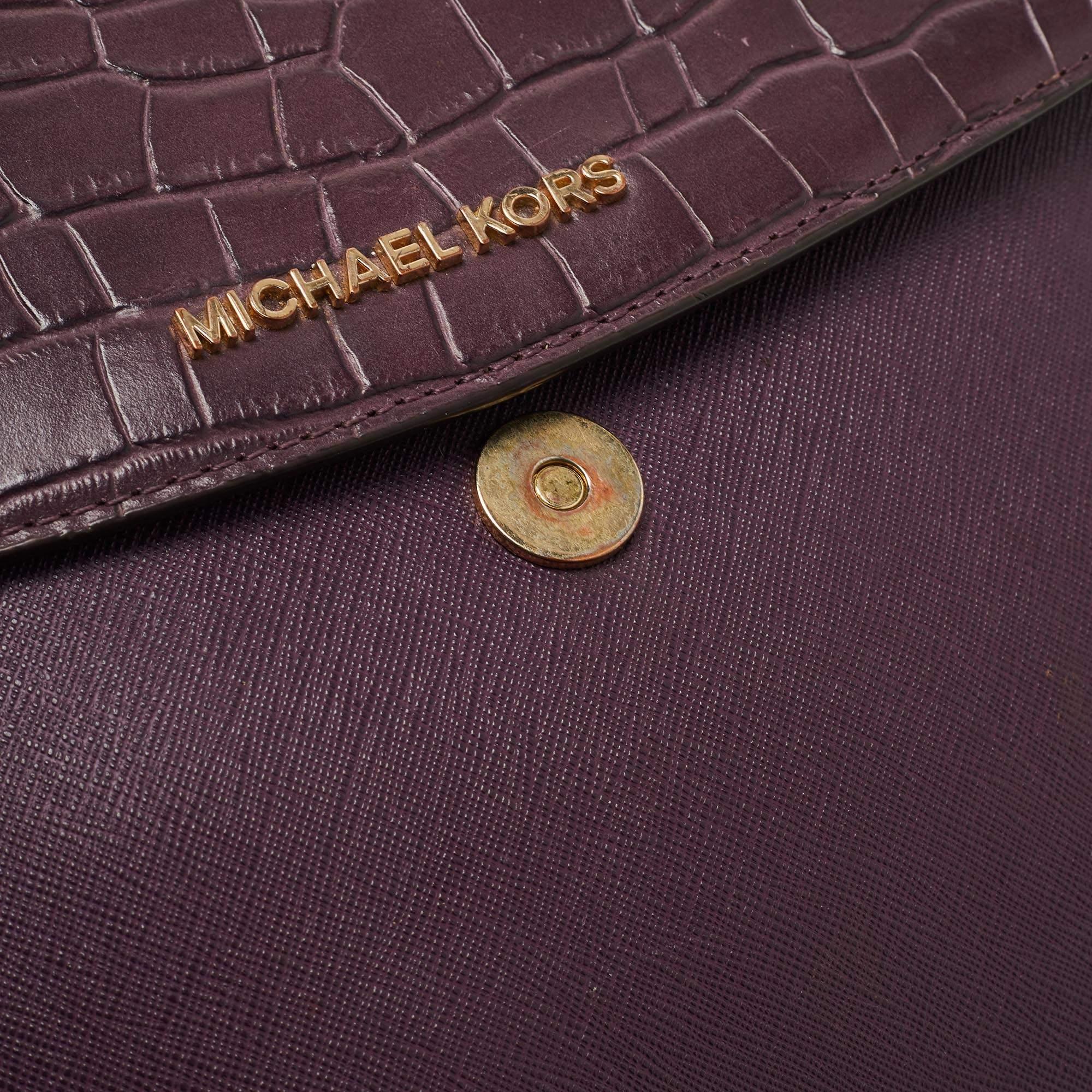 Michael Kors Burgundy Leather Karla Satchel For Sale 1