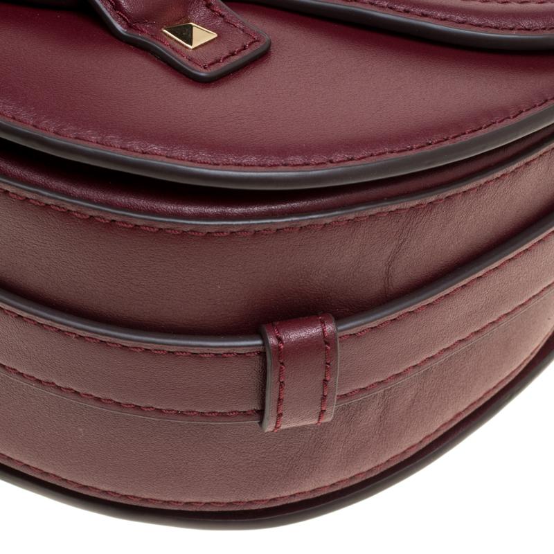 Michael Kors Burgundy Leather Medium Cary Saddle Shoulder Bag 2