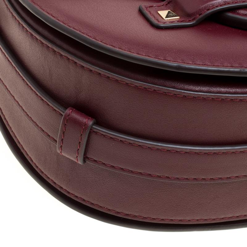 Michael Kors Burgundy Leather Medium Cary Saddle Shoulder Bag 1