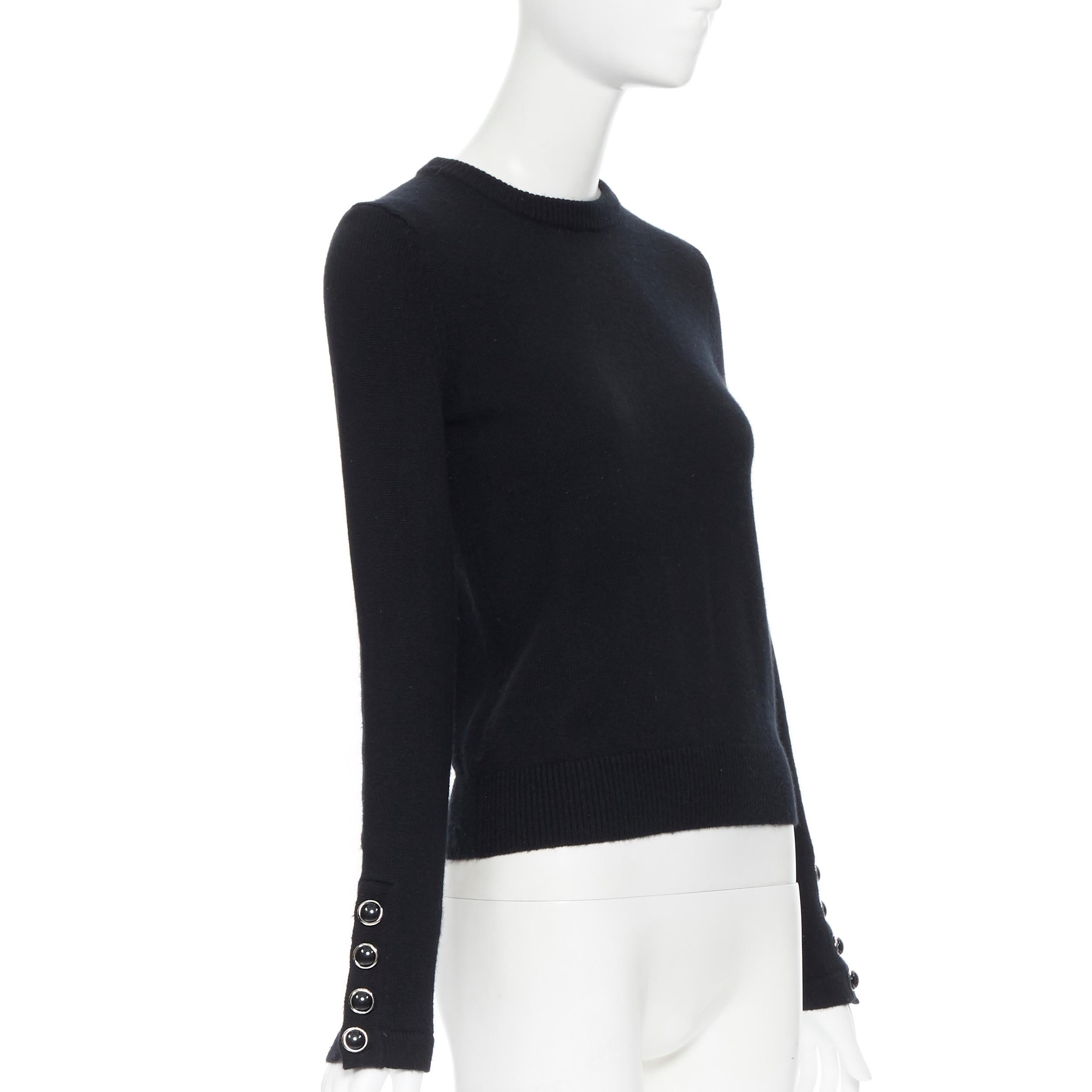 MICHAEL KORS COLLECTION Jersey negro de manga larga 100% cachemira XS Negro