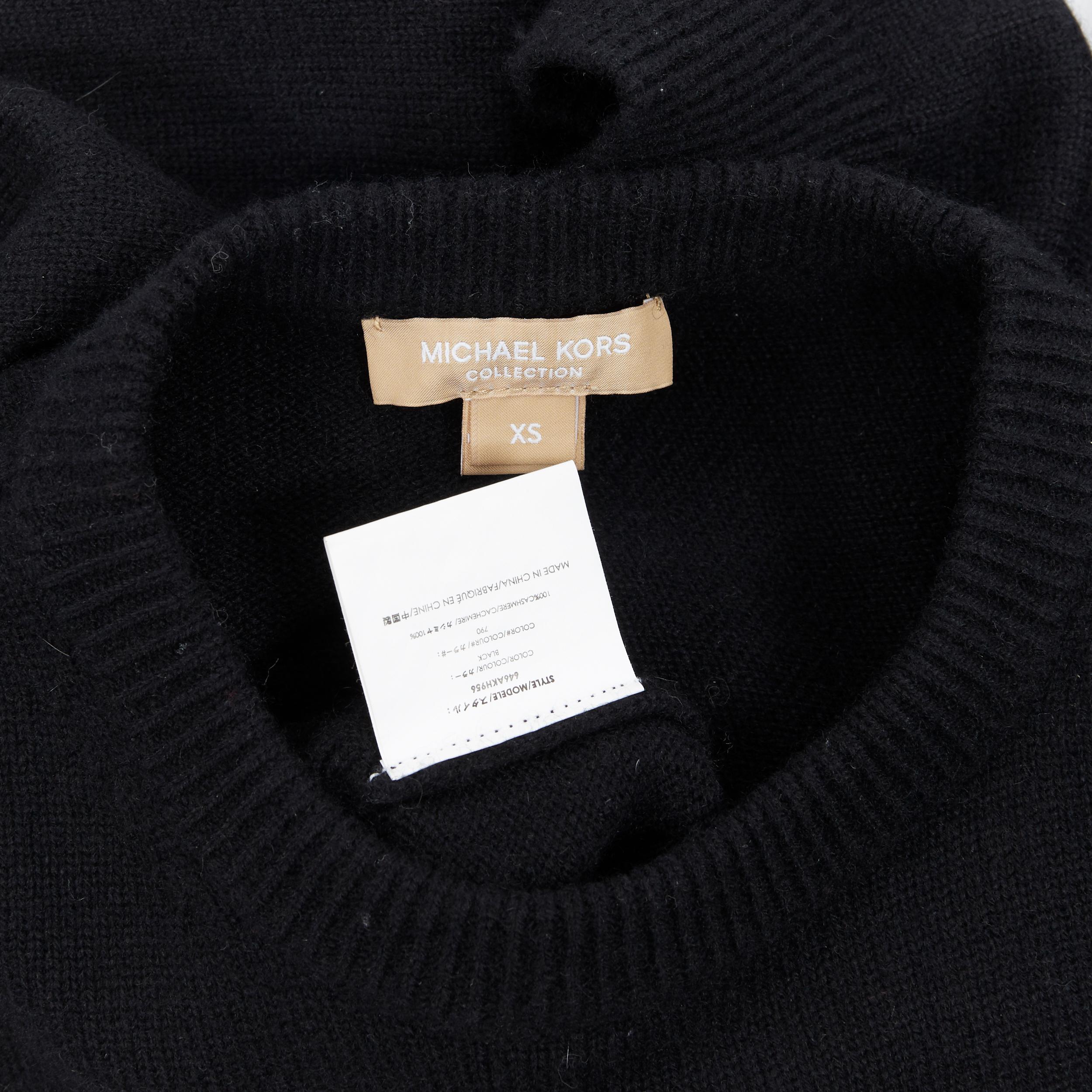 MICHAEL KORS COLLECTION Jersey negro de manga larga 100% cachemira XS 3