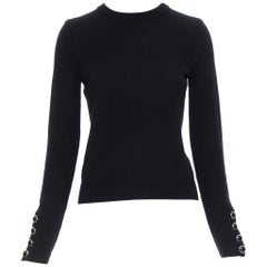 Michael Kors COLLECTION 100% cashmere maglione nero a maniche lunghe XS