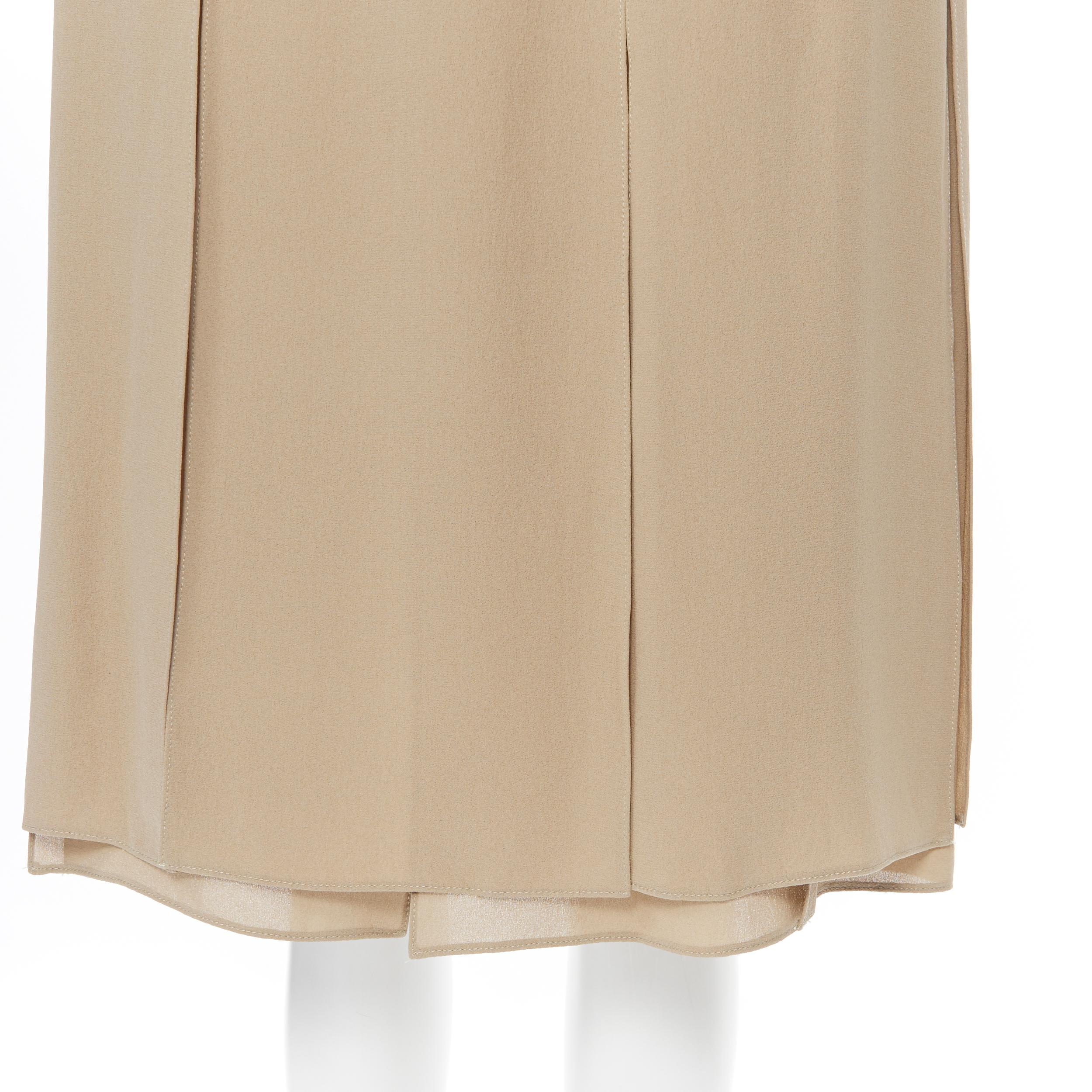 MICHAEL KORS COLLECTION 100% silk camel beige pleated layered skirt US0 24