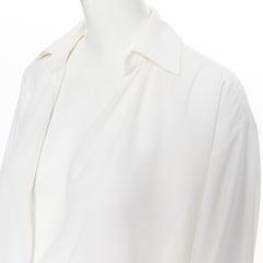 MICHAEL KORS COLLECTION 100% silk  white foldover open front draped sihrt XS