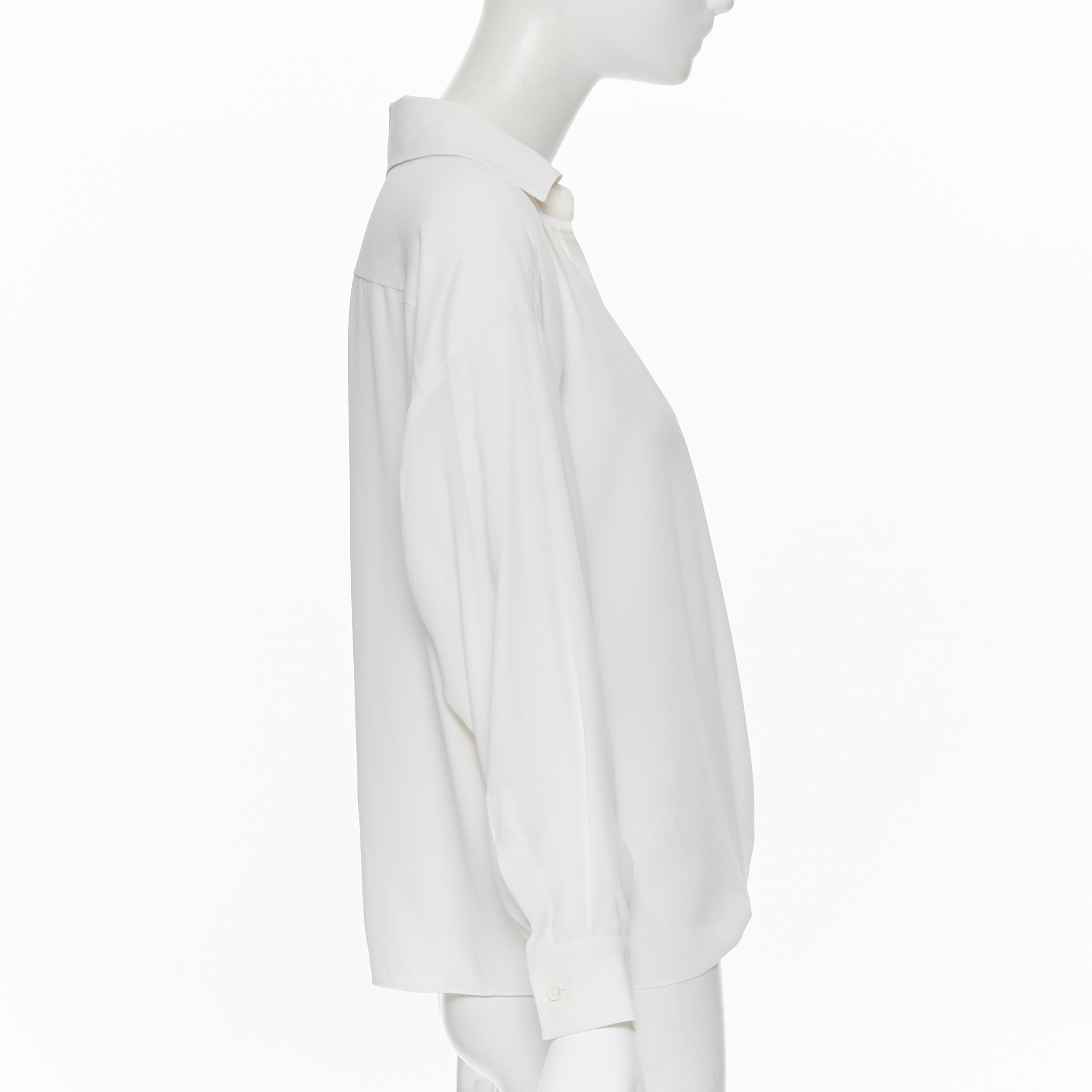 MICHAEL KORS COLLECTION 100% silk  white foldover open front draped sihrt XS In Excellent Condition In Hong Kong, NT
