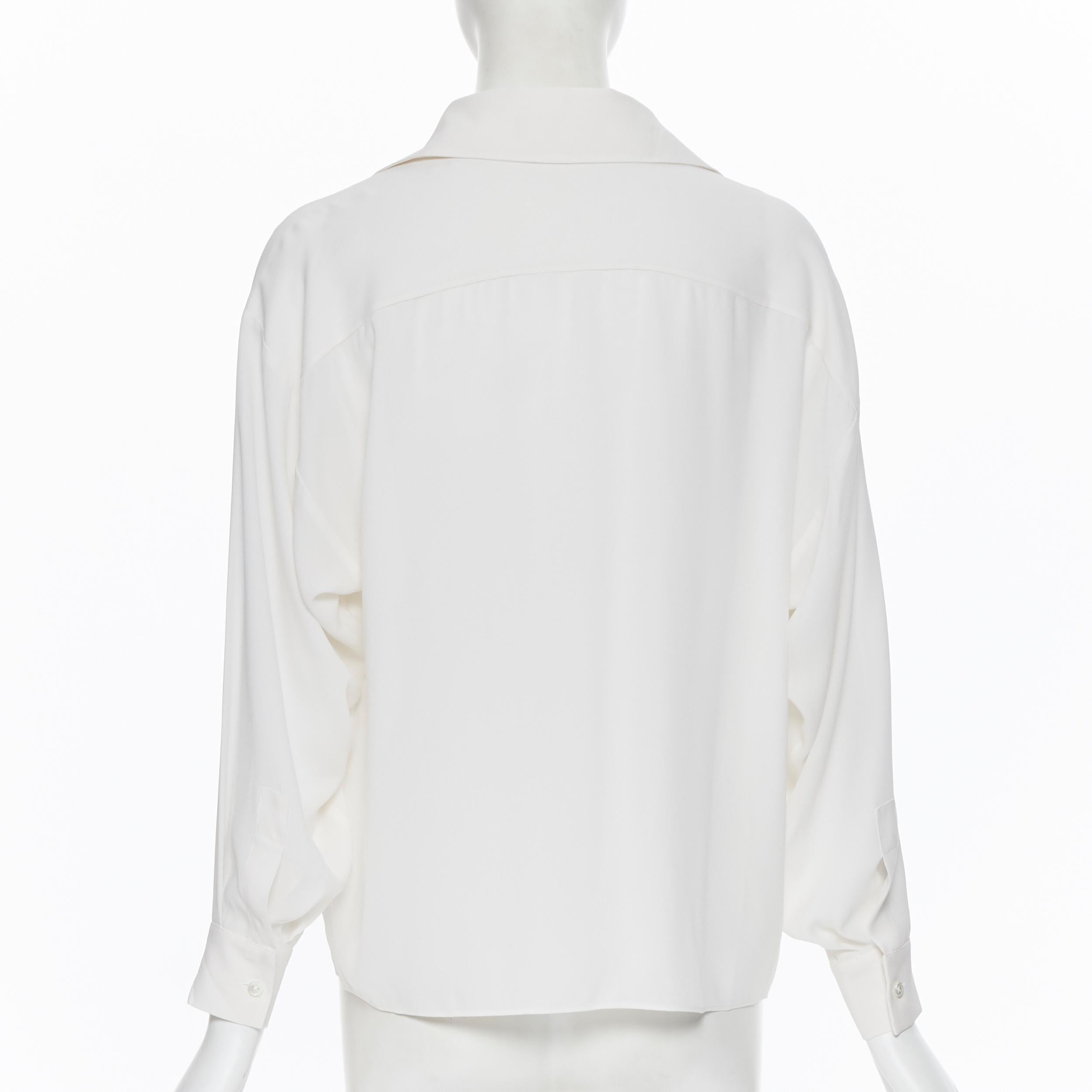Women's MICHAEL KORS COLLECTION 100% silk  white foldover open front draped sihrt XS