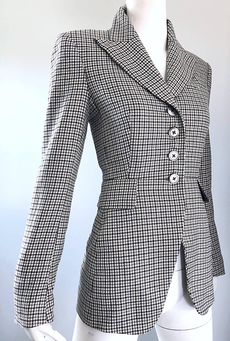 Michael Kors Collection 1990s Size 2 / 4 Gray + Black Houndstooth ...