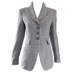Michael Kors - Blazer gris + noir, pied-de-poule, taille 2 / 4, collection 1990