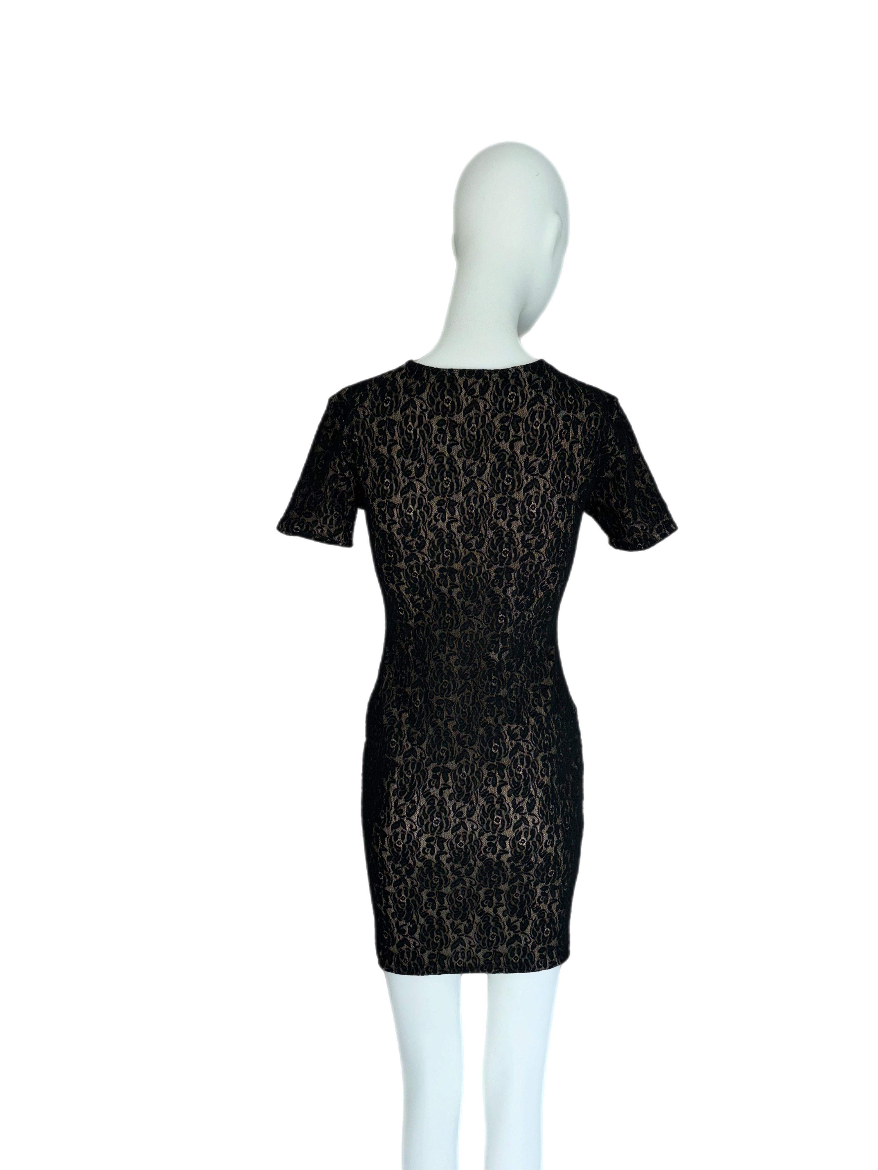 MICHAEL KORS COLLECTION Mini Vestido de Encaje Vintage 1992 Negro en venta