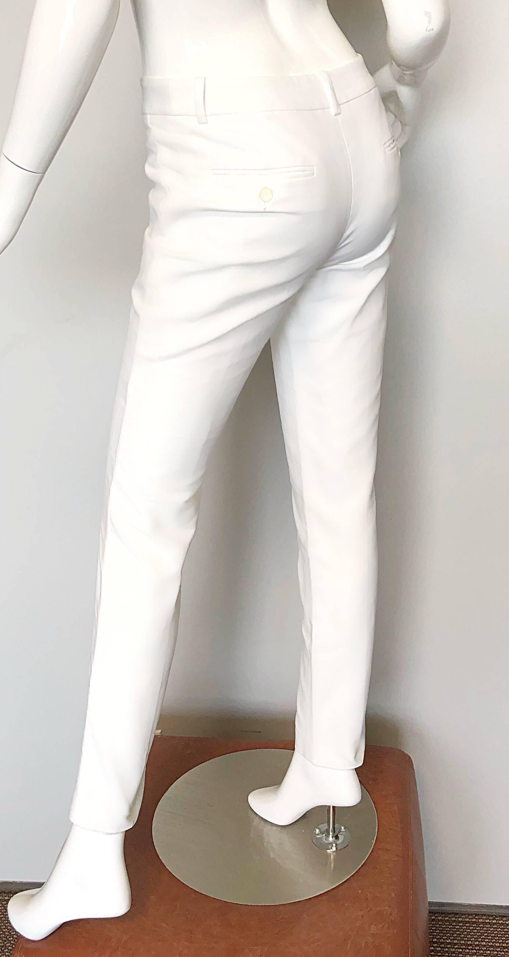 2000s Michael Kors Collection Size 2 White High Waisted Slim Cigarette Pants 3