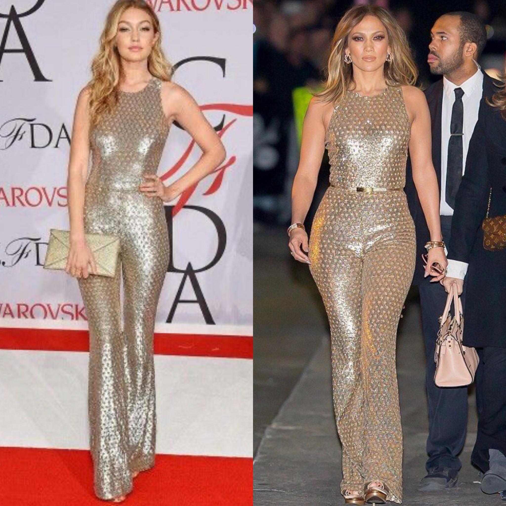 Michael Kors Collection 2015 Gold Sequin Jumpsuit.
As seen on J Lo and Gigi
Size 6
Bust 36