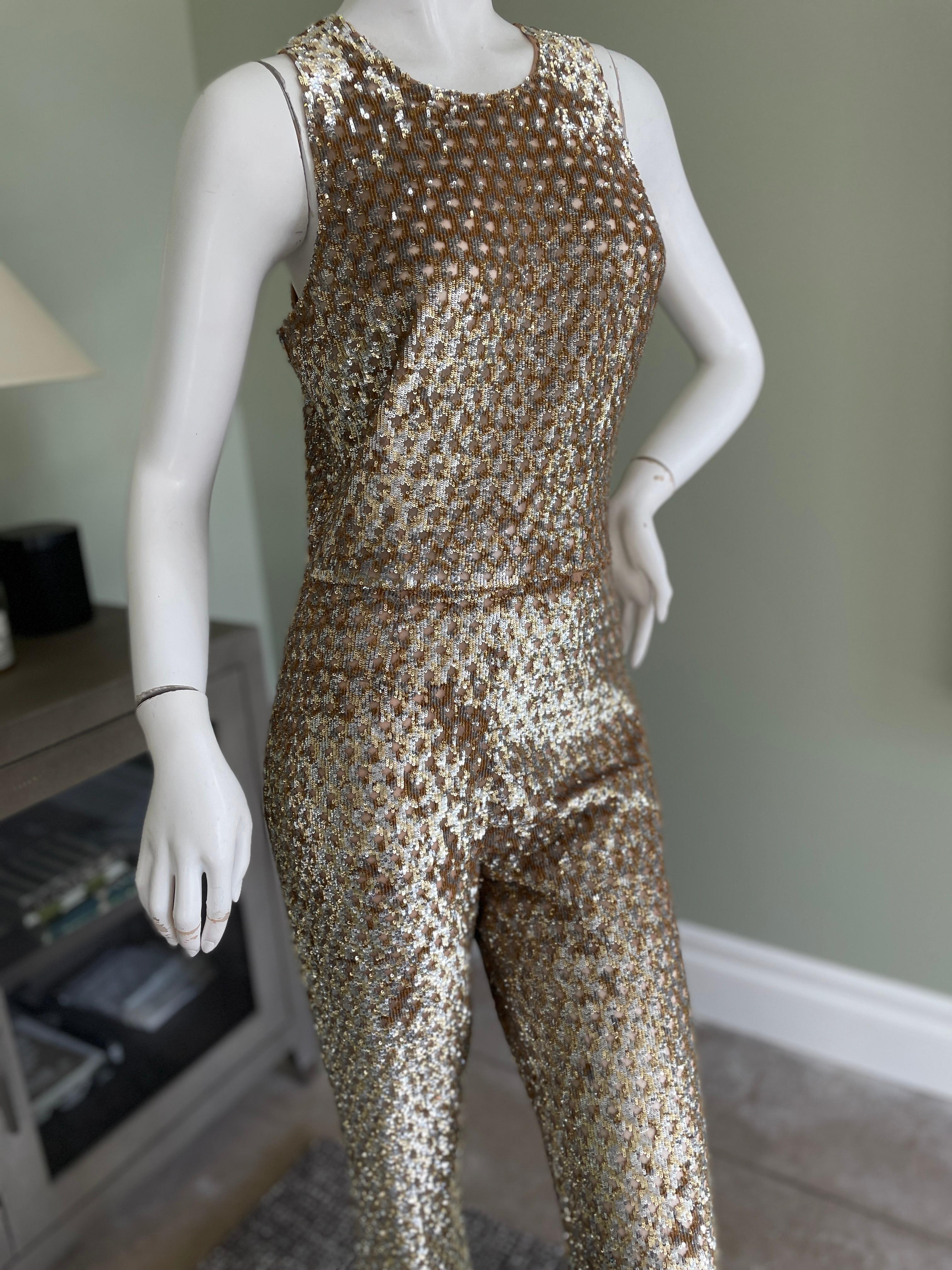 Michael Kors Collection 2015 Gold Sequin Jumpsuit In Excellent Condition In Cloverdale, CA