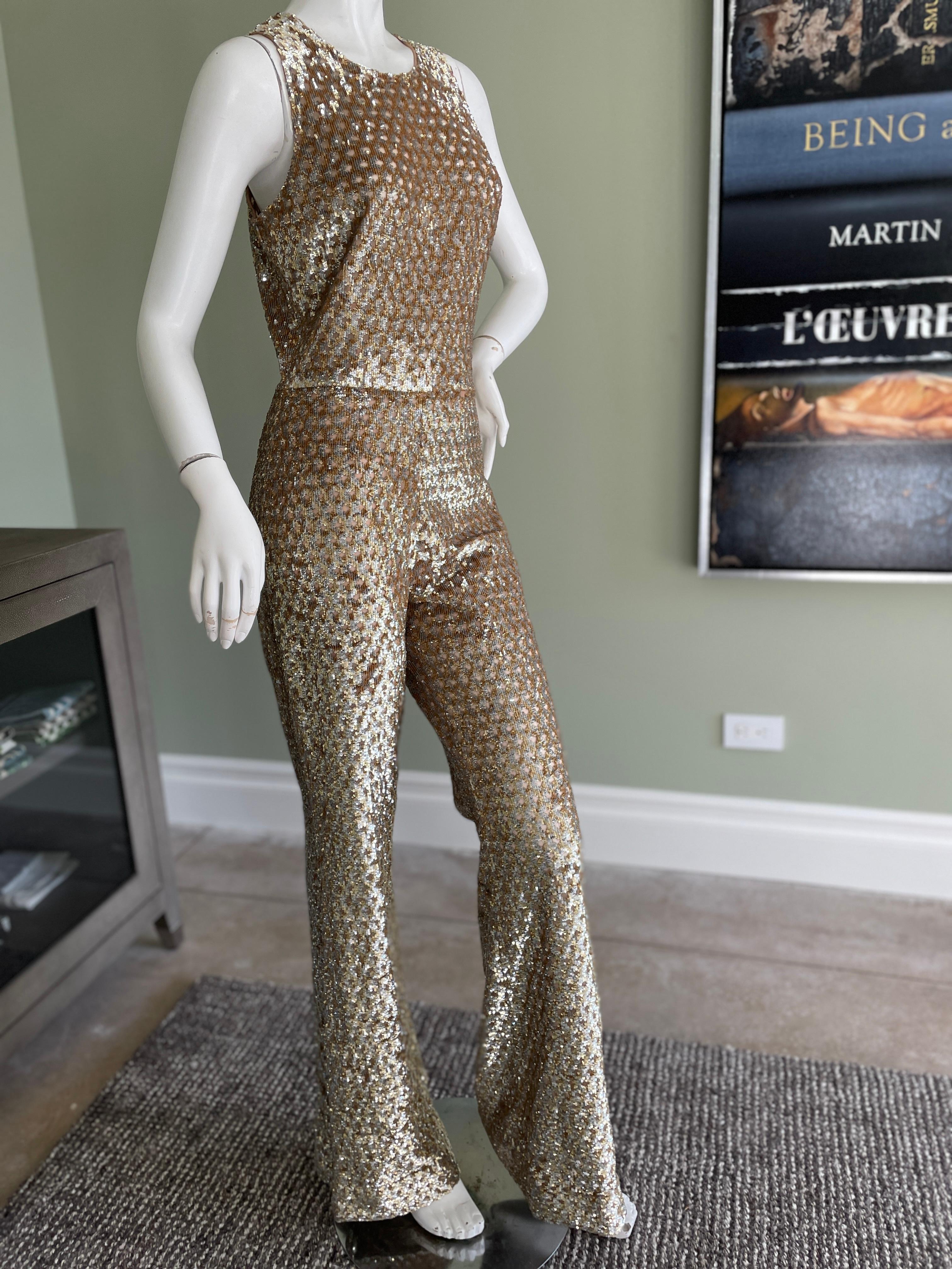 Women's Michael Kors Collection 2015 Gold Sequin Jumpsuit