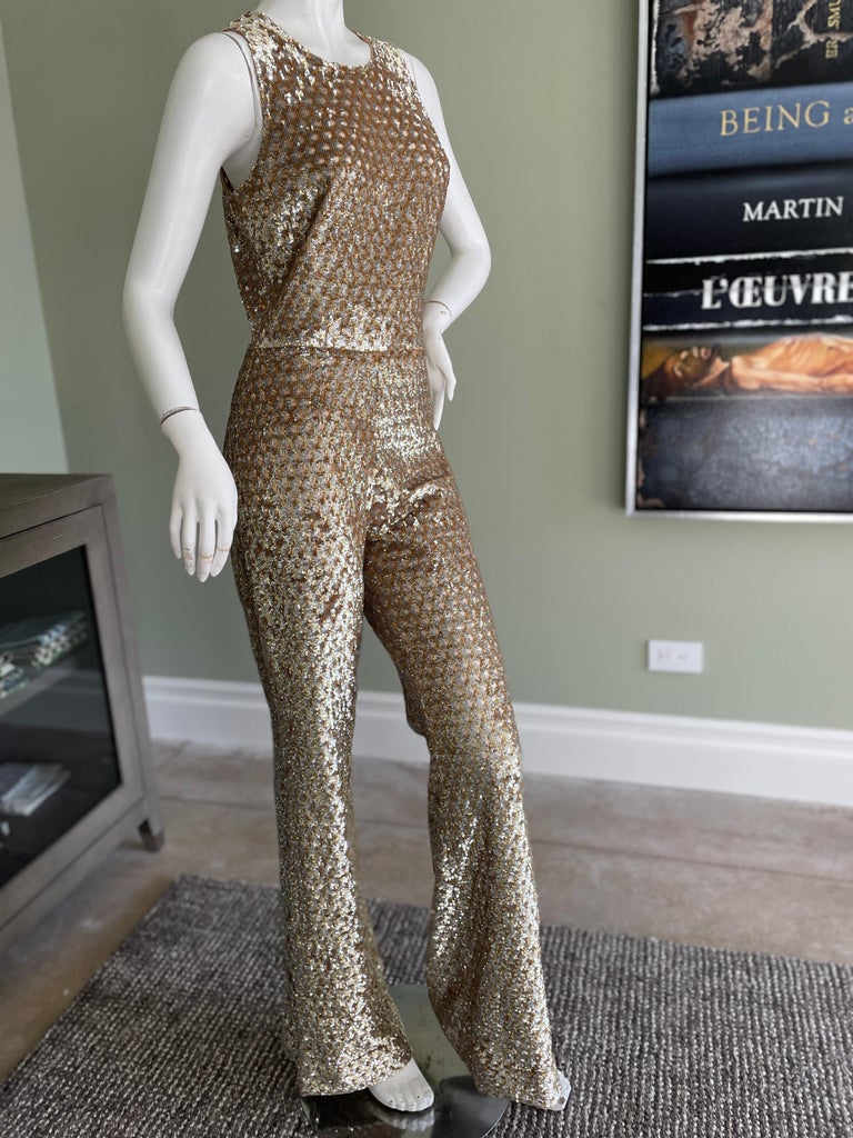 Specialiteit Verbergen Verzorger Michael Kors Collection 2015 Gold Sequin Jumpsuit at 1stDibs