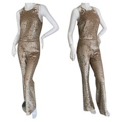 Vintage Michael Kors Collection 2015 Gold Sequin Jumpsuit