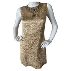 Michael Kors Collection 60's Style Gold Dress with Jeweled Tigereye Necklace