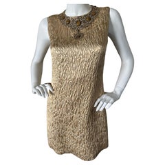 Vintage Michael Kors Collection 60's Style Gold Dress with Jeweled Tigereye Necklace