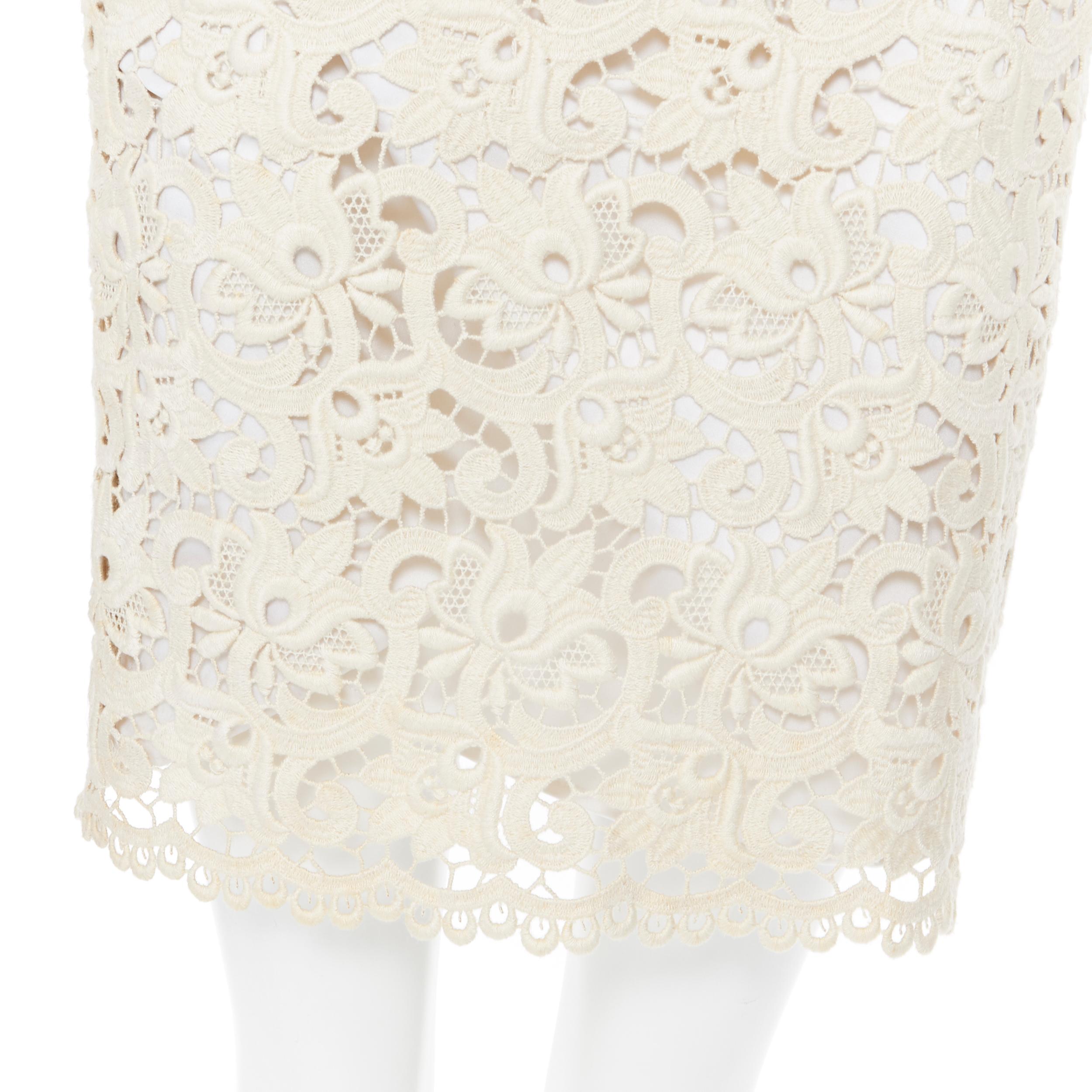 MICHAEL KORS COLLECTION Beige bestickter Rock mit Spitzenbesatz US2  26