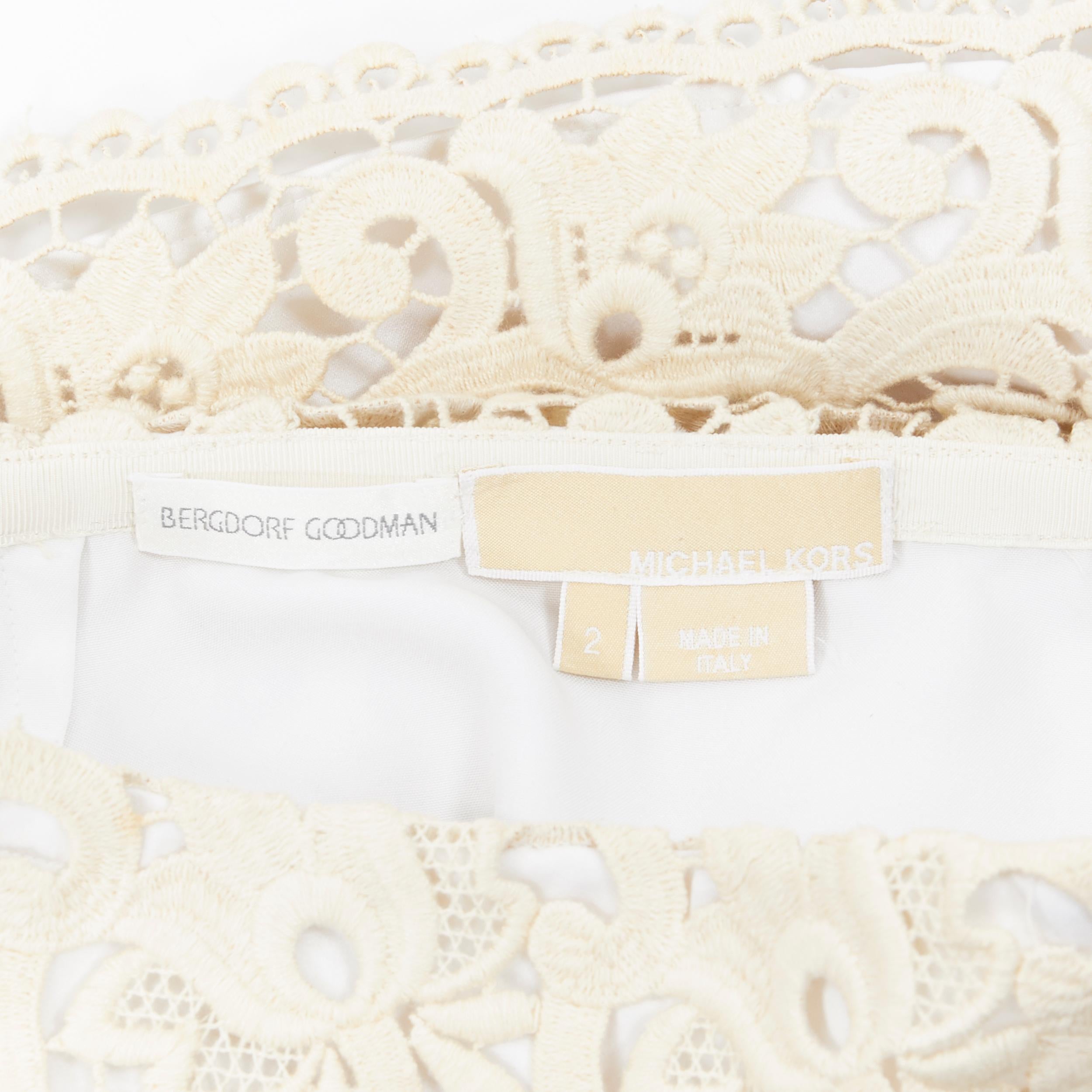 MICHAEL KORS COLLECTION Beige bestickter Rock mit Spitzenbesatz US2  26