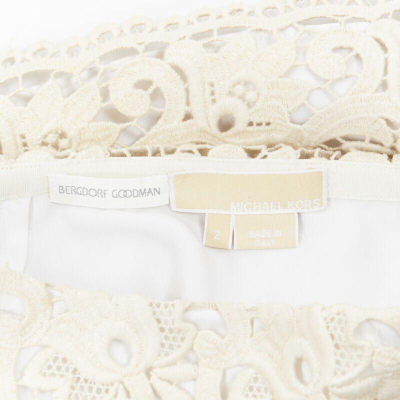 MICHAEL KORS COLLECTION beige embroidered lace fited skirt US2  26