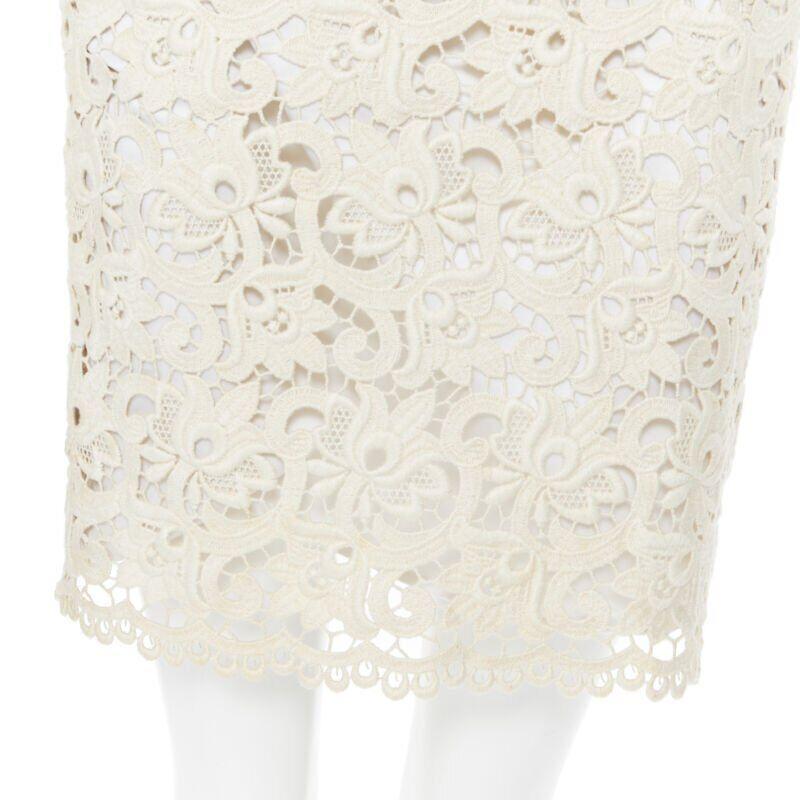 MICHAEL KORS COLLECTION beige embroidered lace fitted skirt US2 26
