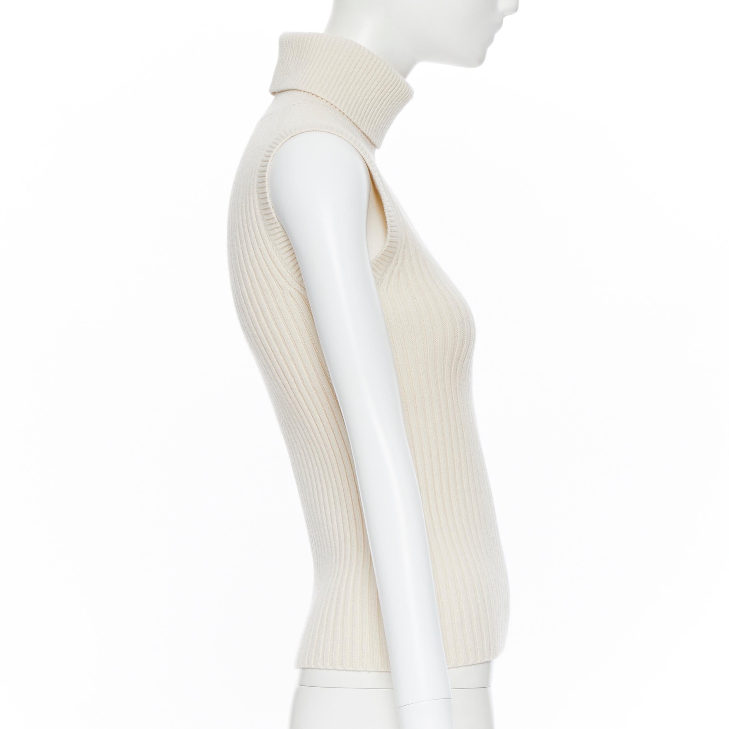 Women's MICHAEL KORS COLLECTION beige ivory cashmere blend ribbed turtleneck vest XS