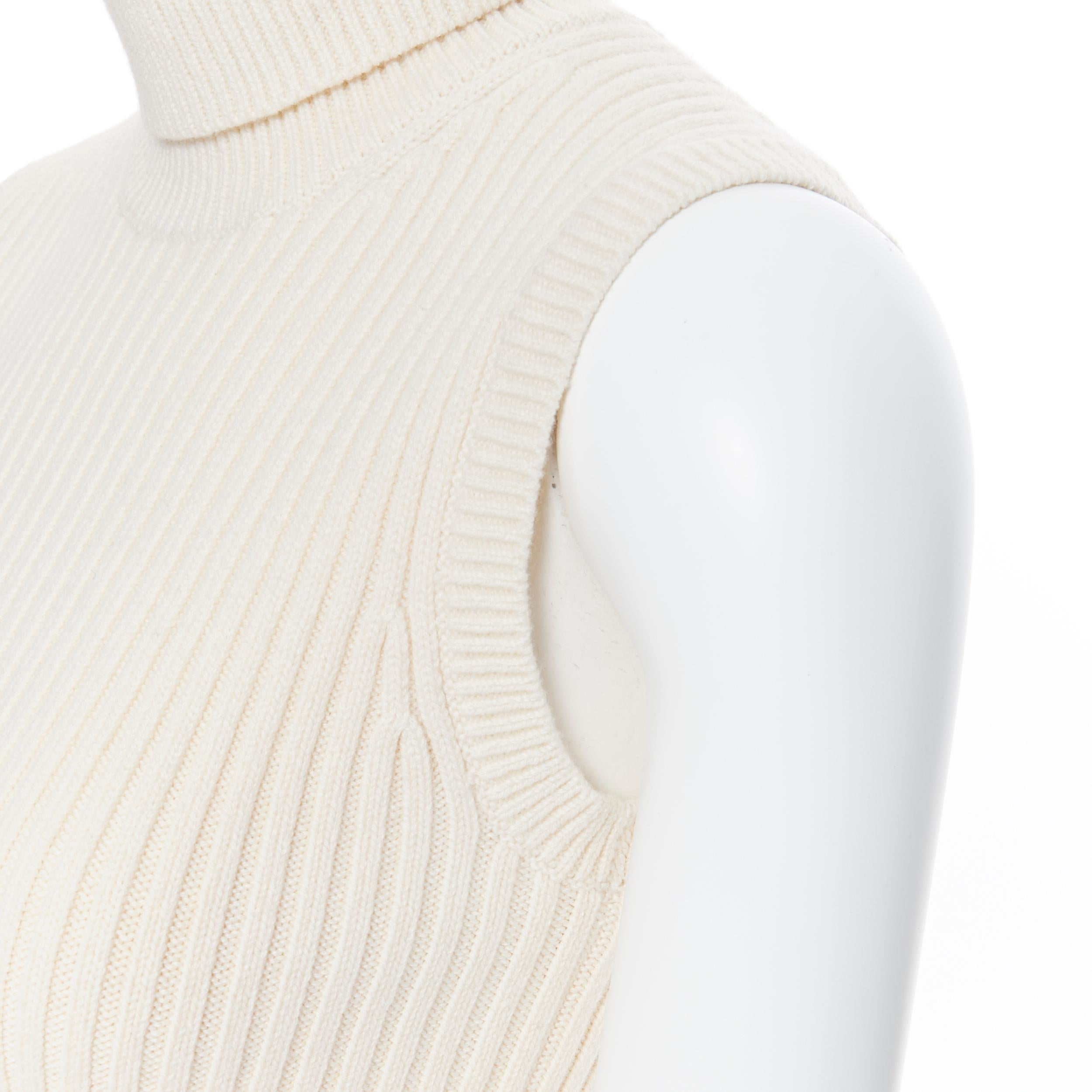 MICHAEL KORS COLLECTION beige ivory cashmere blend ribbed turtleneck vest XS 3