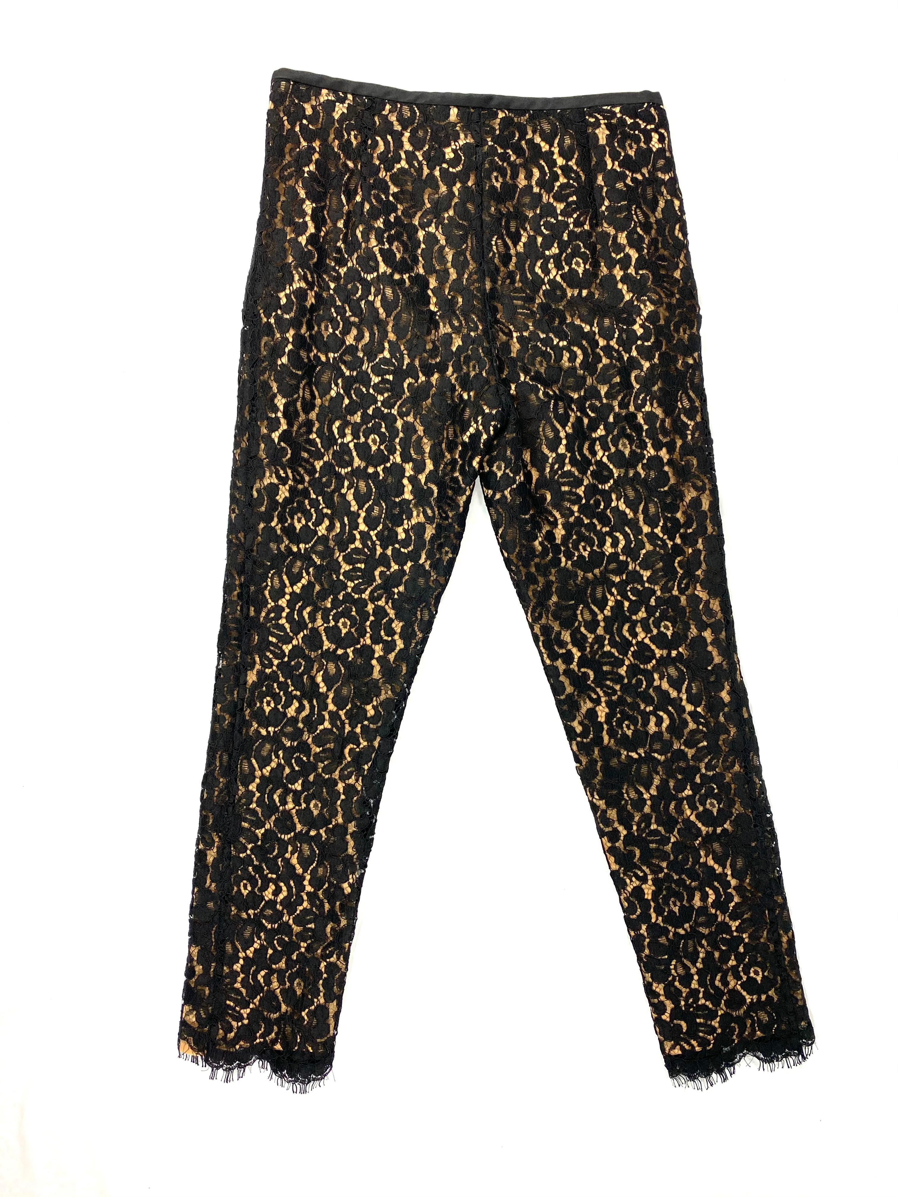 Michael Kors - Pantalon skinny en dentelle noire et beige de la collection, taille 4  Excellent état - En vente à Beverly Hills, CA