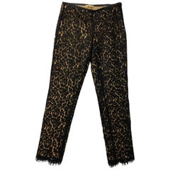 Michael Kors Collection Black and Beige Lace Skinny Pants Size 4 