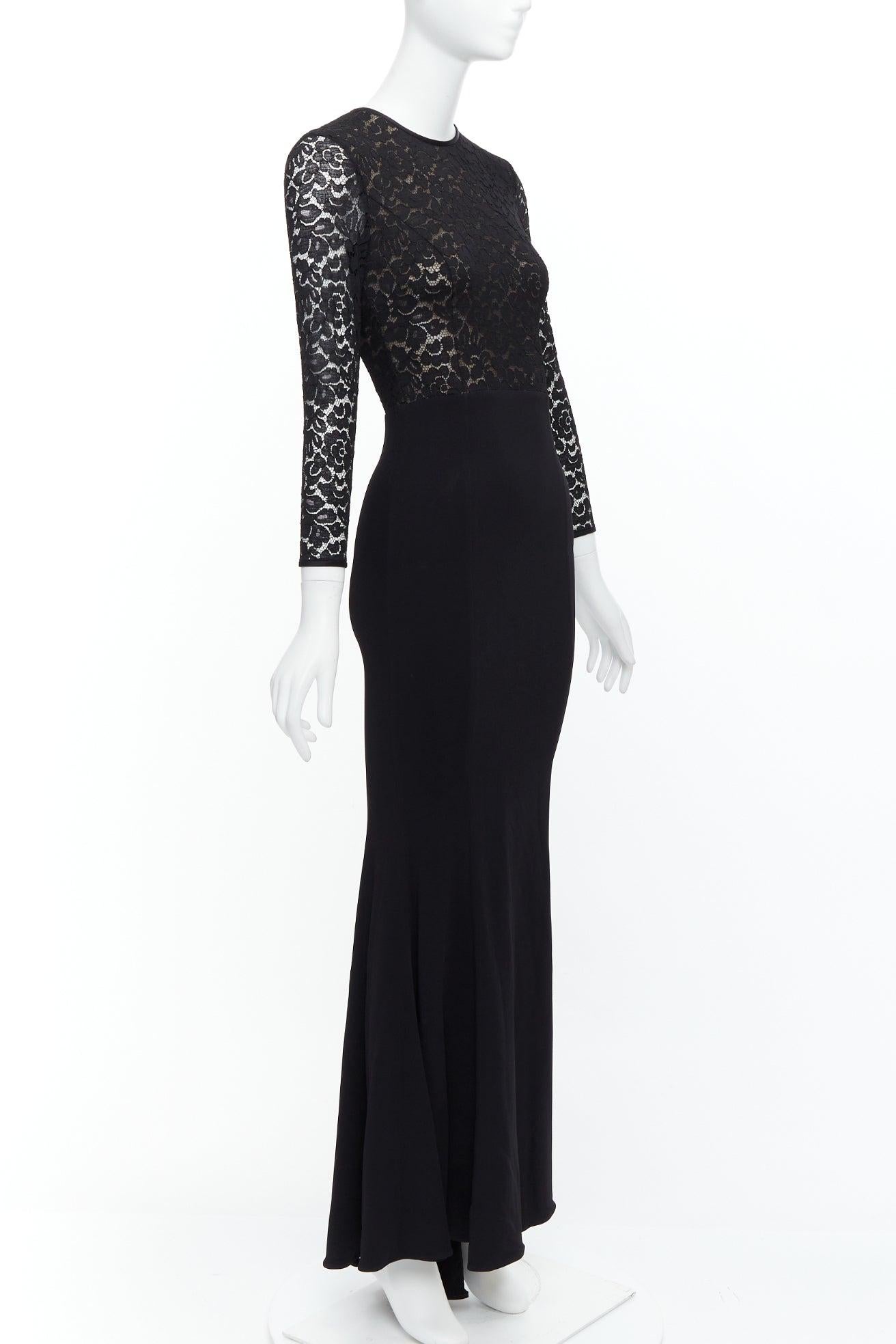 Nero Michael Kors COLLECTION top nero in pizzo con maniche lunghe US2 S in vendita