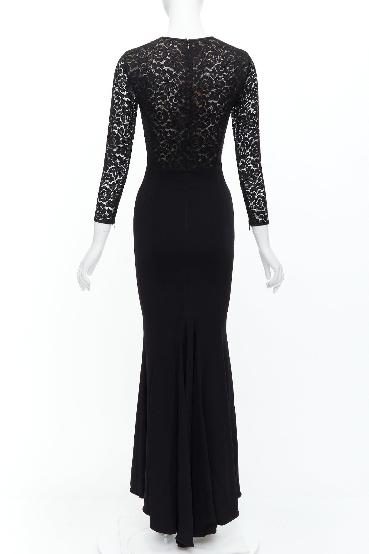 Donna Michael Kors COLLECTION top nero in pizzo con maniche lunghe US2 S in vendita