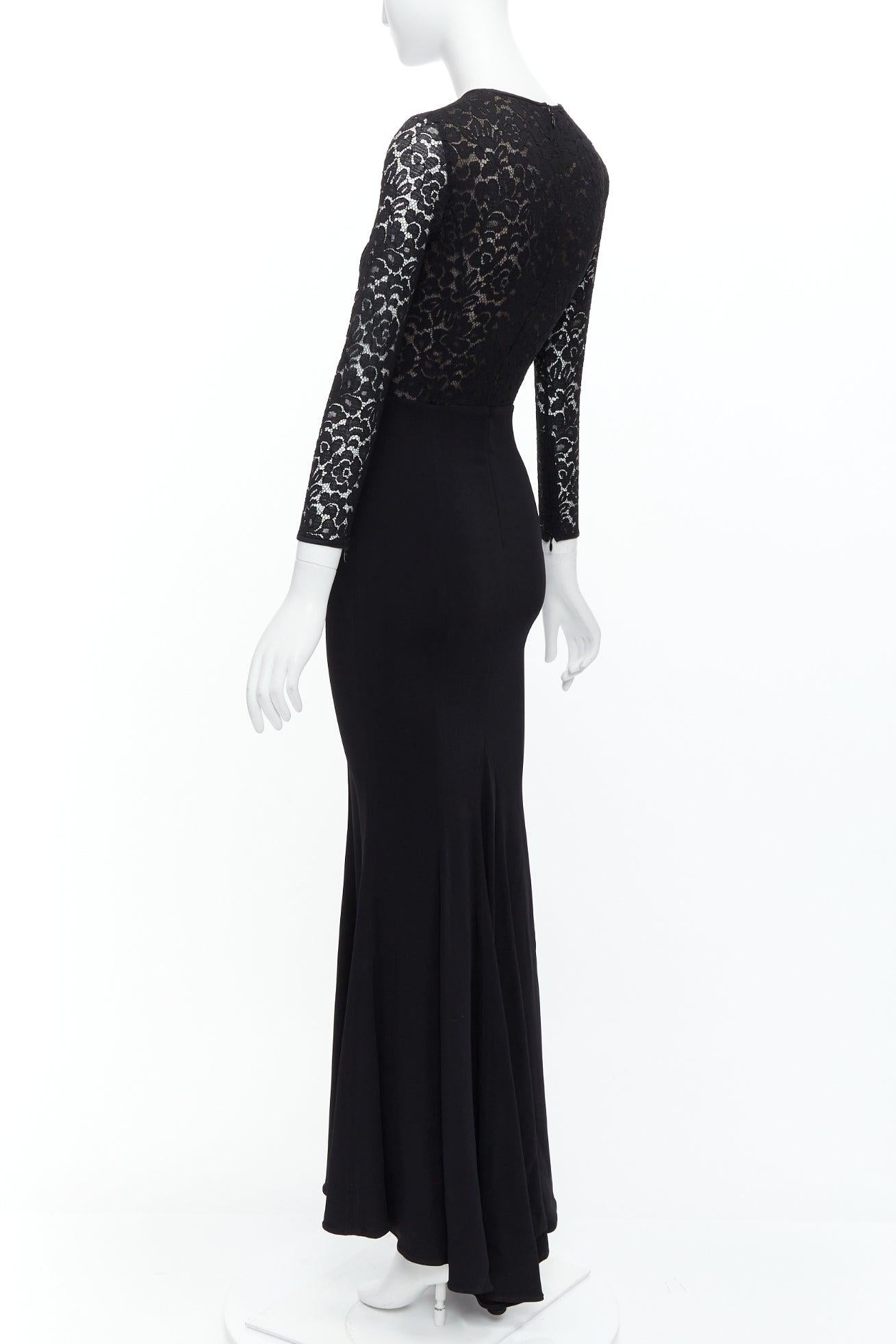 Michael Kors COLLECTION top nero in pizzo con maniche lunghe US2 S in vendita 1