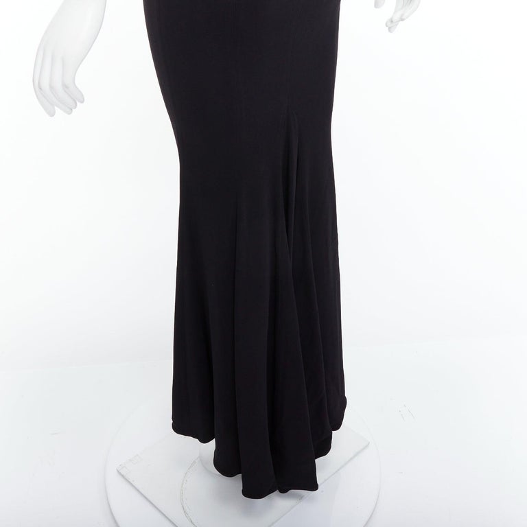 MICHAEL KORS COLLECTION black lace overlay top crop sleeve long gown US2 S  For Sale at 1stDibs