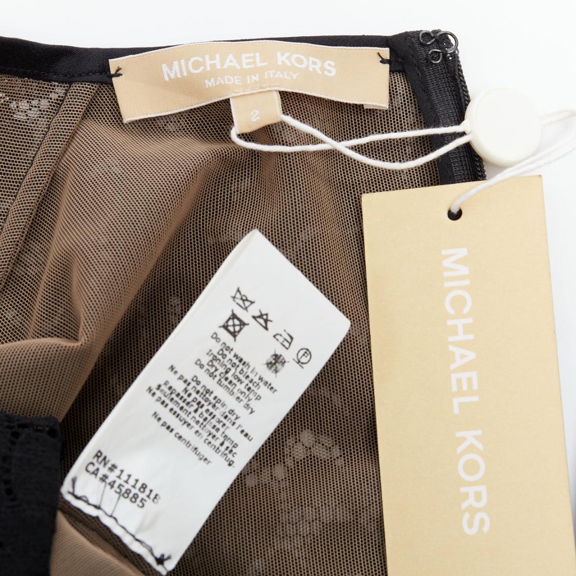 Michael Kors COLLECTION top nero in pizzo con maniche lunghe US2 S in vendita 3