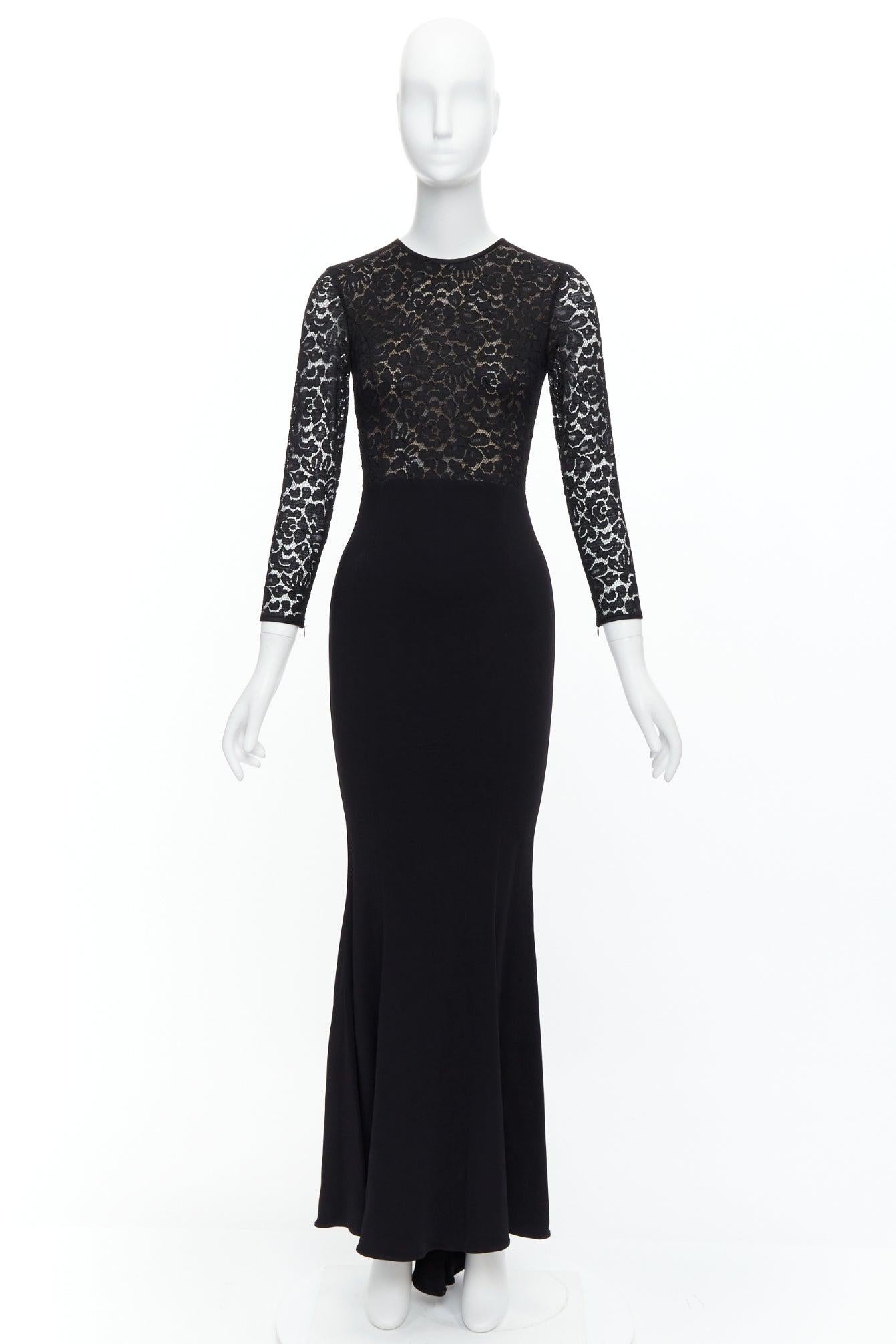 Michael Kors COLLECTION top nero in pizzo con maniche lunghe US2 S in vendita 4