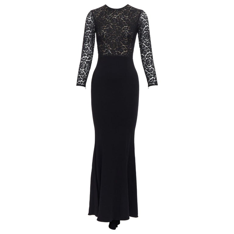 area black dress L'AGENCE Flyn Lace Midi Dress In Black main image 0