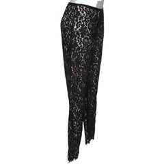 MICHAEL KORS COLLECTION Black Lace Pants Pant Floral Straight Leg Zipper Sz 4