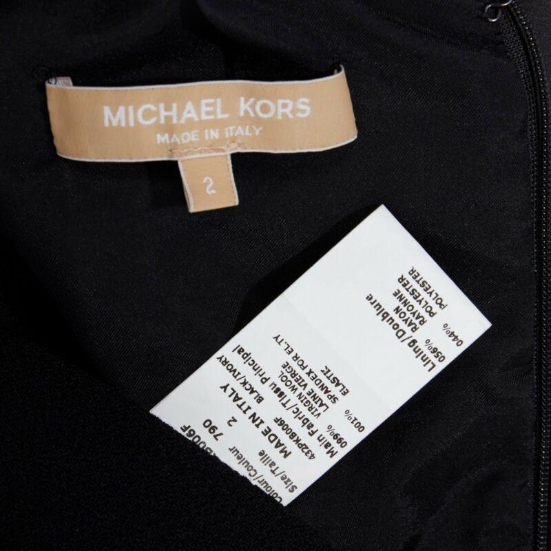 MICHAEL KORS COLLECTION black leather belted peplum white skirt dress US2 XS 5