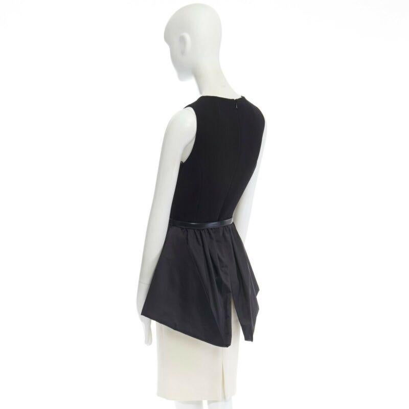 MICHAEL KORS COLLECTION black leather belted peplum white skirt dress US2 XS 2