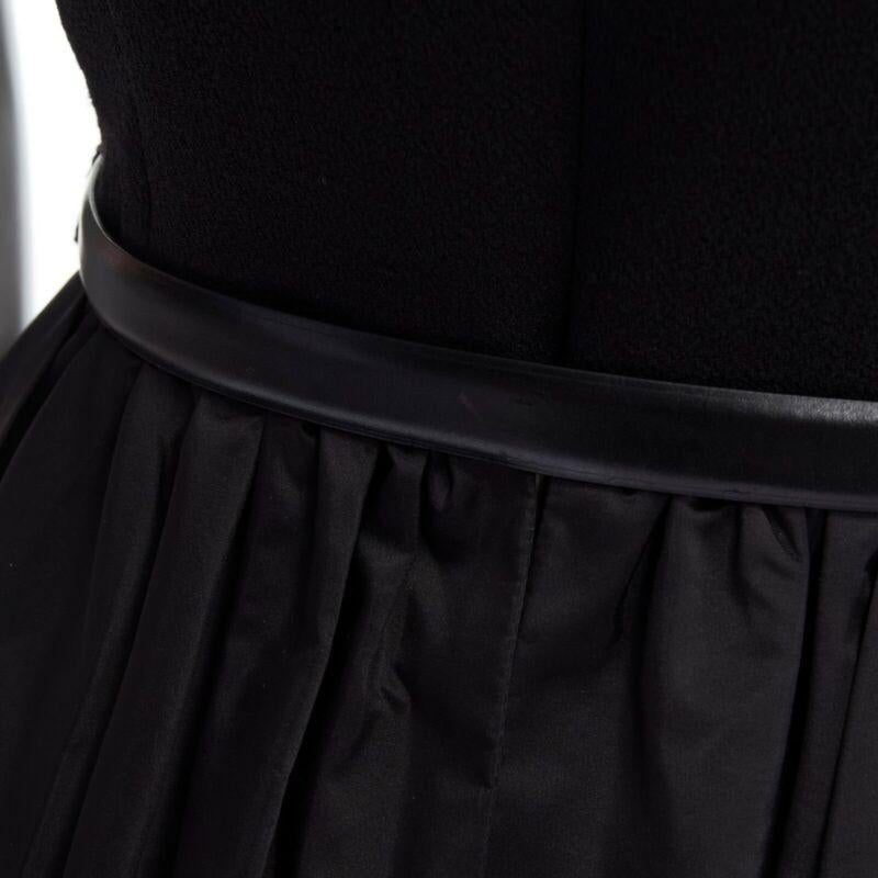 MICHAEL KORS COLLECTION black leather belted peplum white skirt dress US2 XS 3