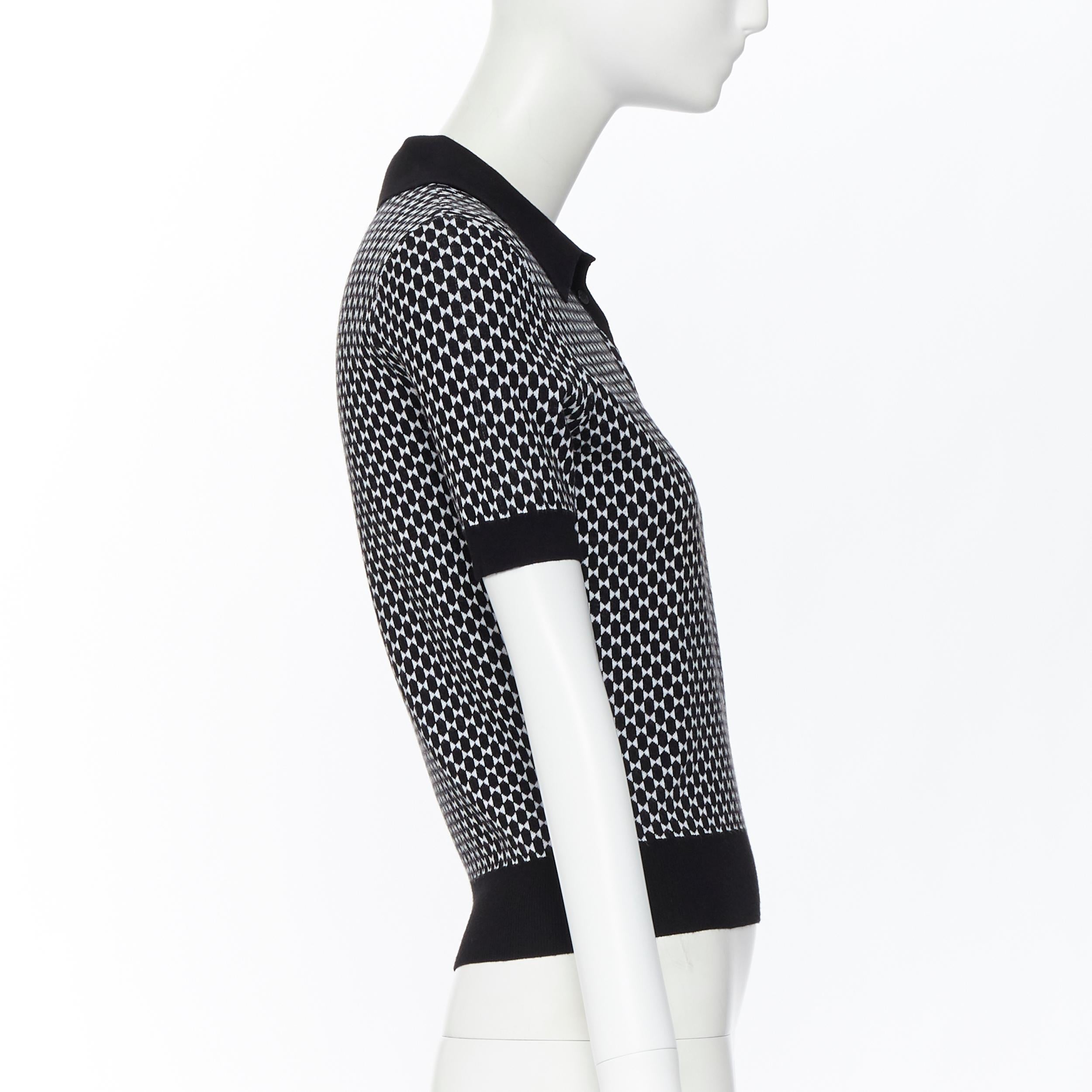 De las mujeres MICHAEL KORS COLLECTION polo de punto elástico geométrico blanco negro XS