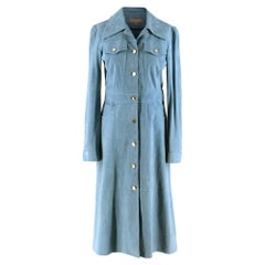 Used Michael Kors Collection Blue Suede Trench Coat Dress - Us size 2