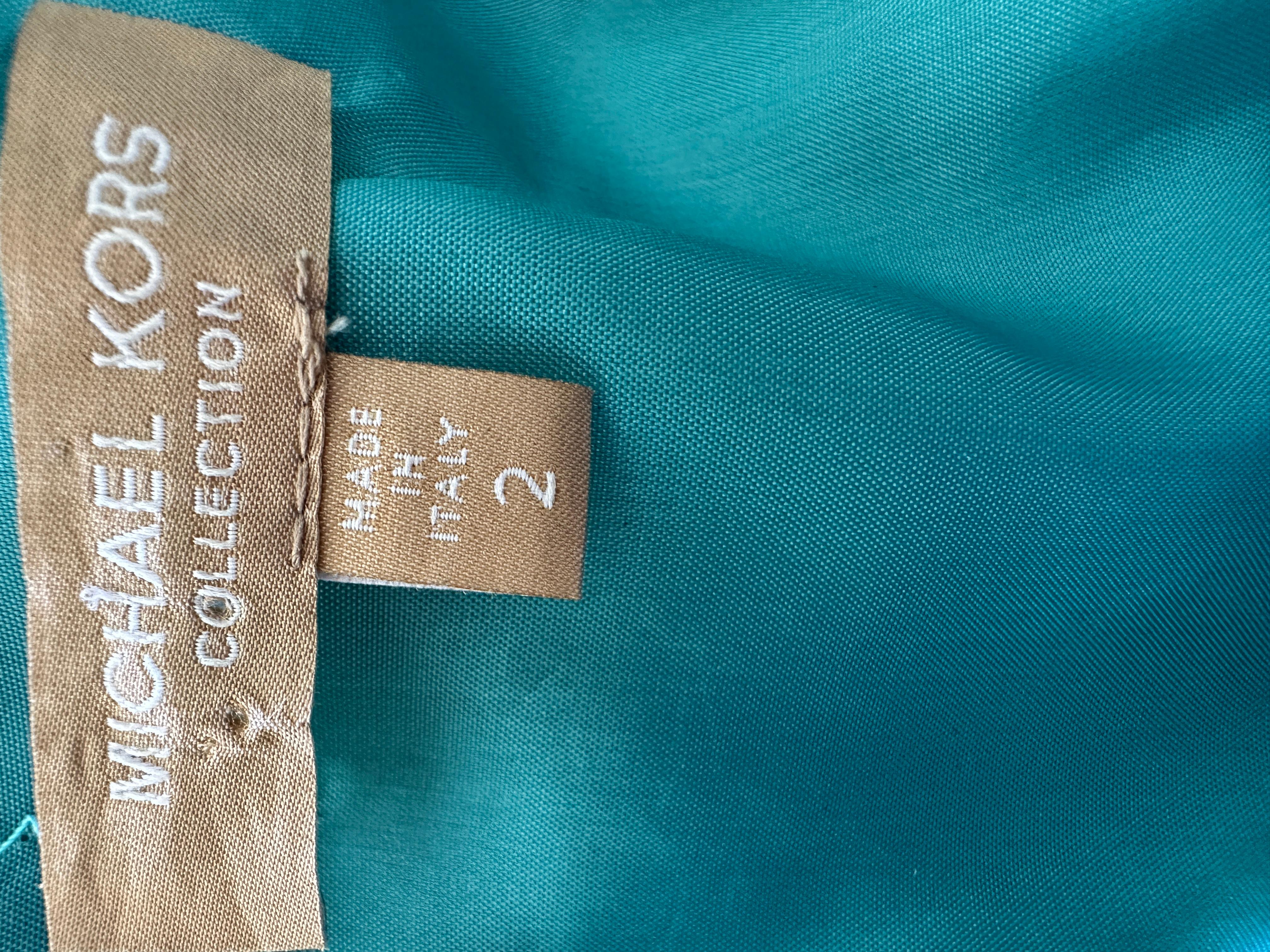 Michael Kors Collection Brocade Dress with Gobsmacking Turquoise Crystal Collar For Sale 8