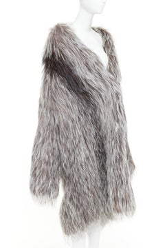 MICHAEL KORS COLLECTION manteau long surdimensionné à manches tombantes en fourrure véritable marron gris