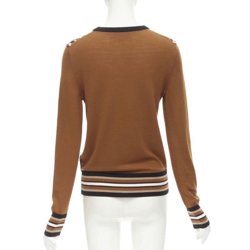 MICHAEL KORS COLLECTION Brauner Merinowolle-Würfelständer mit Würfeldruck aus Seide XS Damen im Angebot